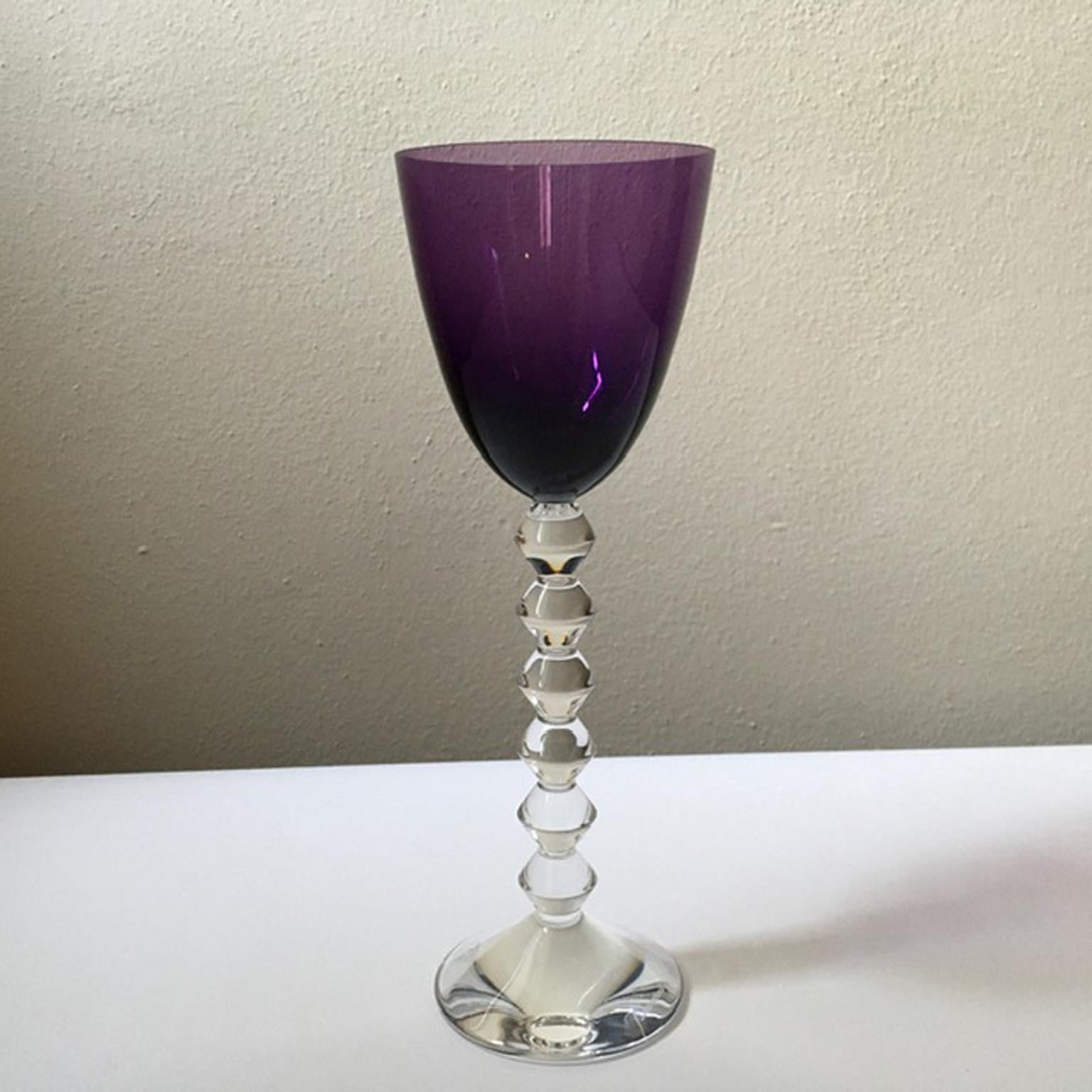 French Baccarat Purple Crystal Goblet, France