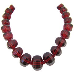 Baccarat Red Crystal Bead Collar Necklace