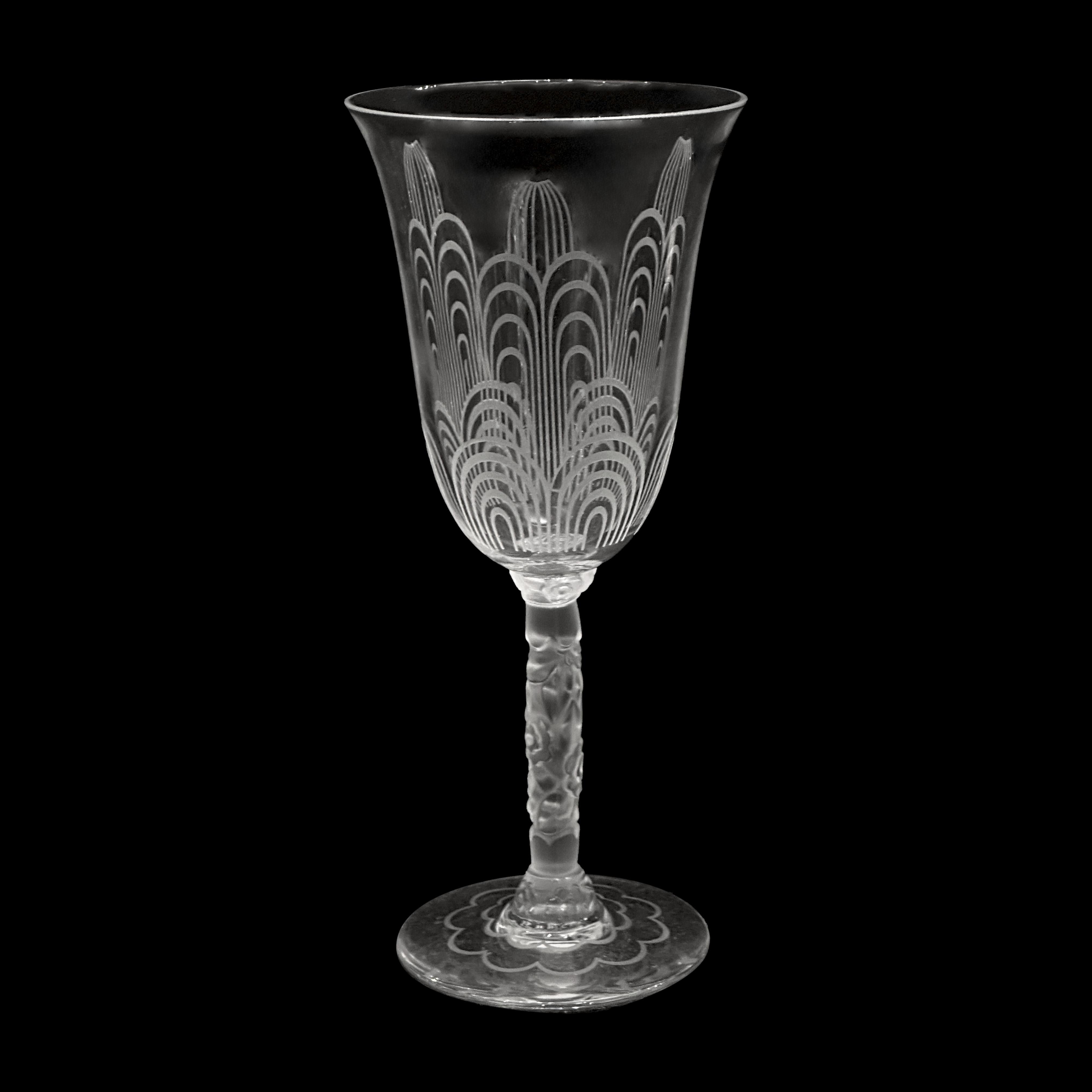 Art Déco Bicchiere da vino rosso Baccarat, servizio di cristallo Jets d'Eau di G. Chevalier Paris 1925 in vendita