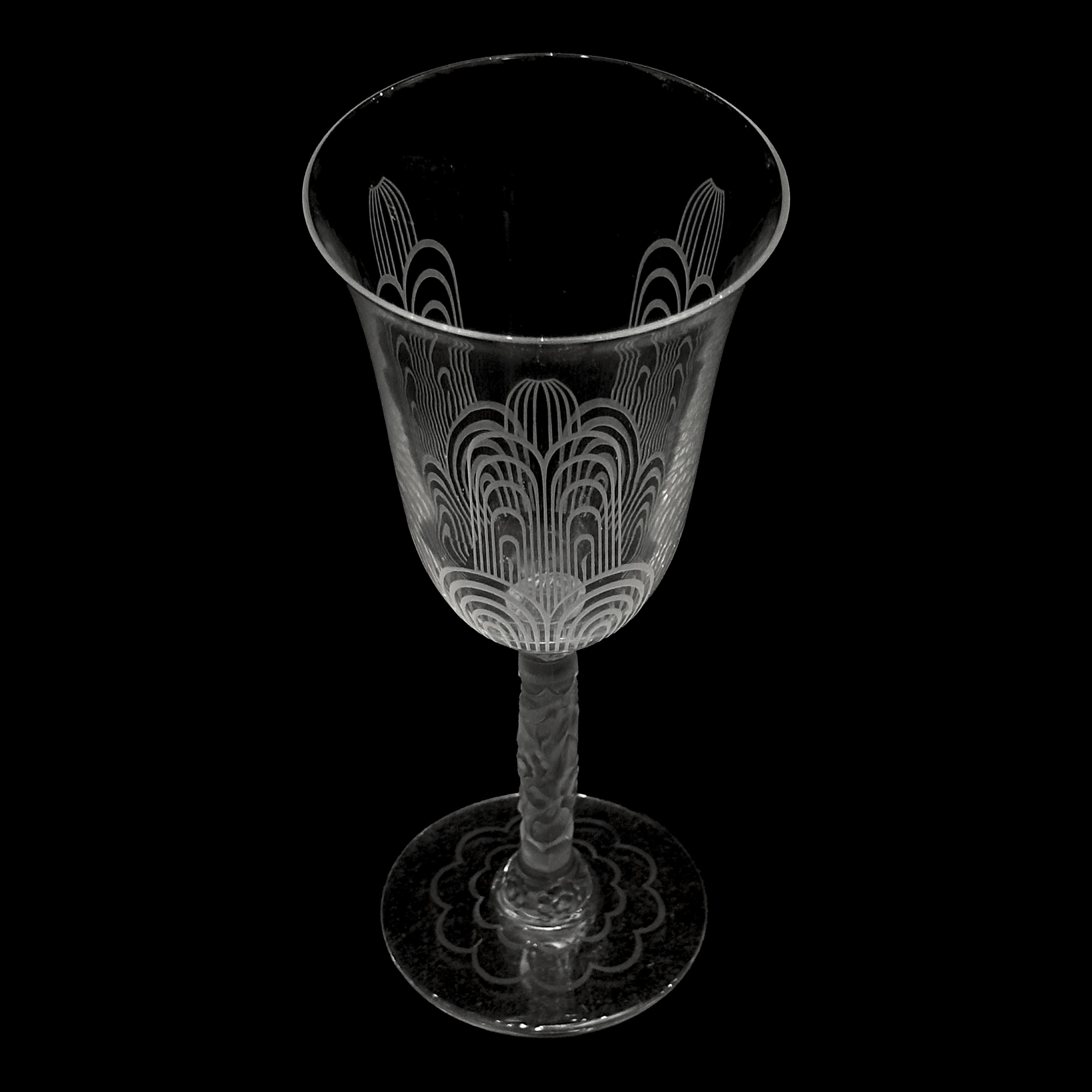 Francese Bicchiere da vino rosso Baccarat, servizio di cristallo Jets d'Eau di G. Chevalier Paris 1925 in vendita