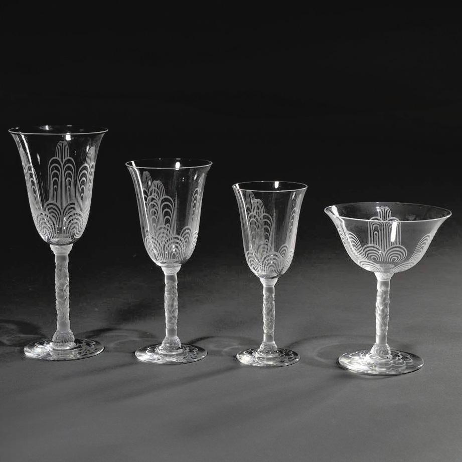 Bicchiere da vino rosso Baccarat, servizio di cristallo Jets d'Eau di G. Chevalier Paris 1925 in vendita 1