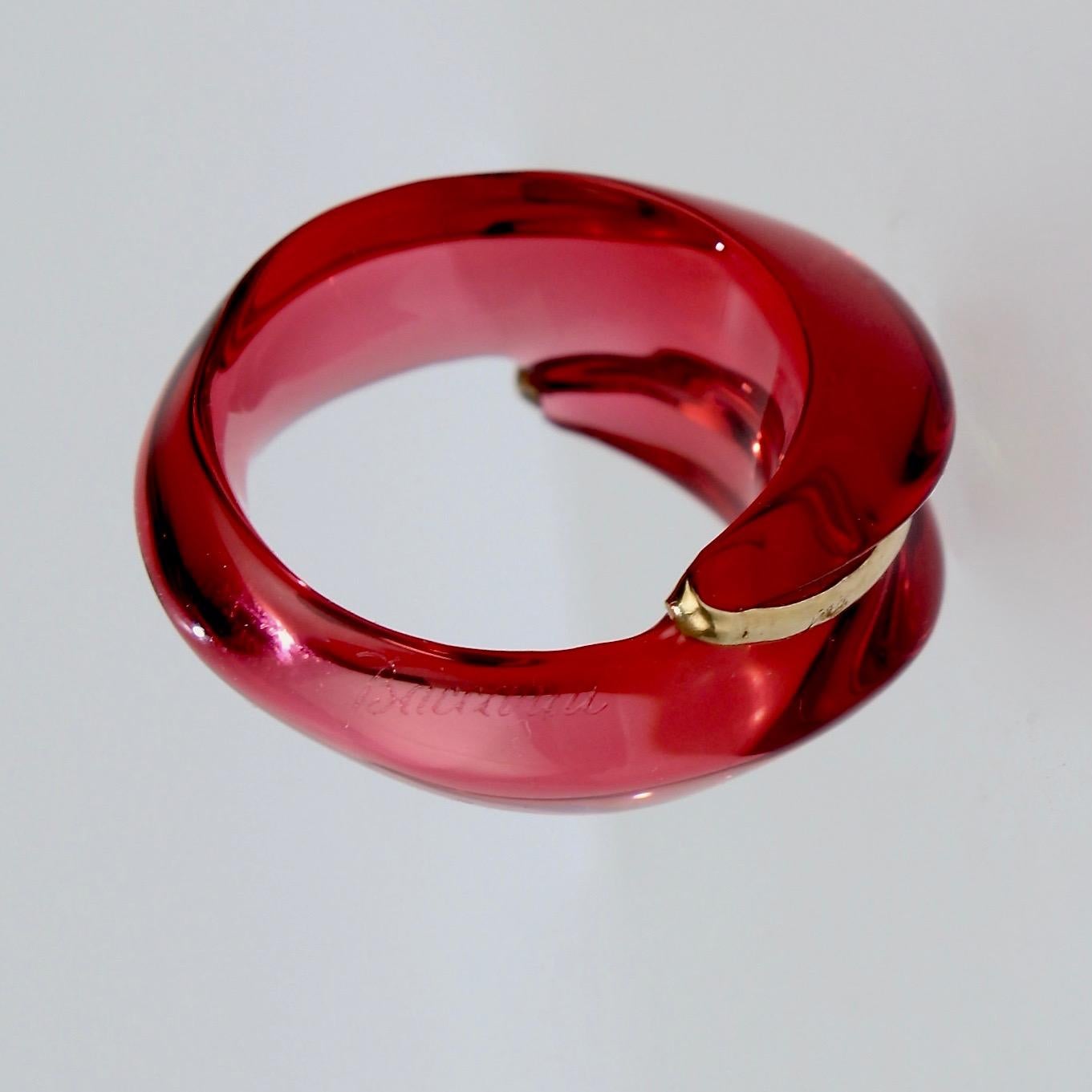 Women's Baccarat Ruby Red Coquillage Crystal and 18 Karat Gold Cocktail Ring
