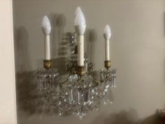 Baccarat sconces gilt/brass and crystal