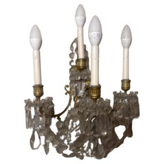 Baccarat-Wandleuchter, vergoldet/Messing und Kristall