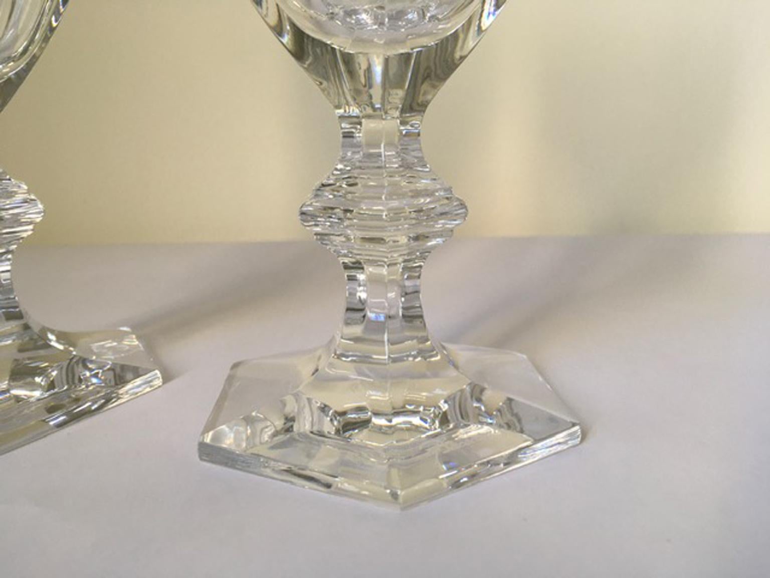 Baccarat Set 10 Clear Water Crystal Glasses For Sale 4