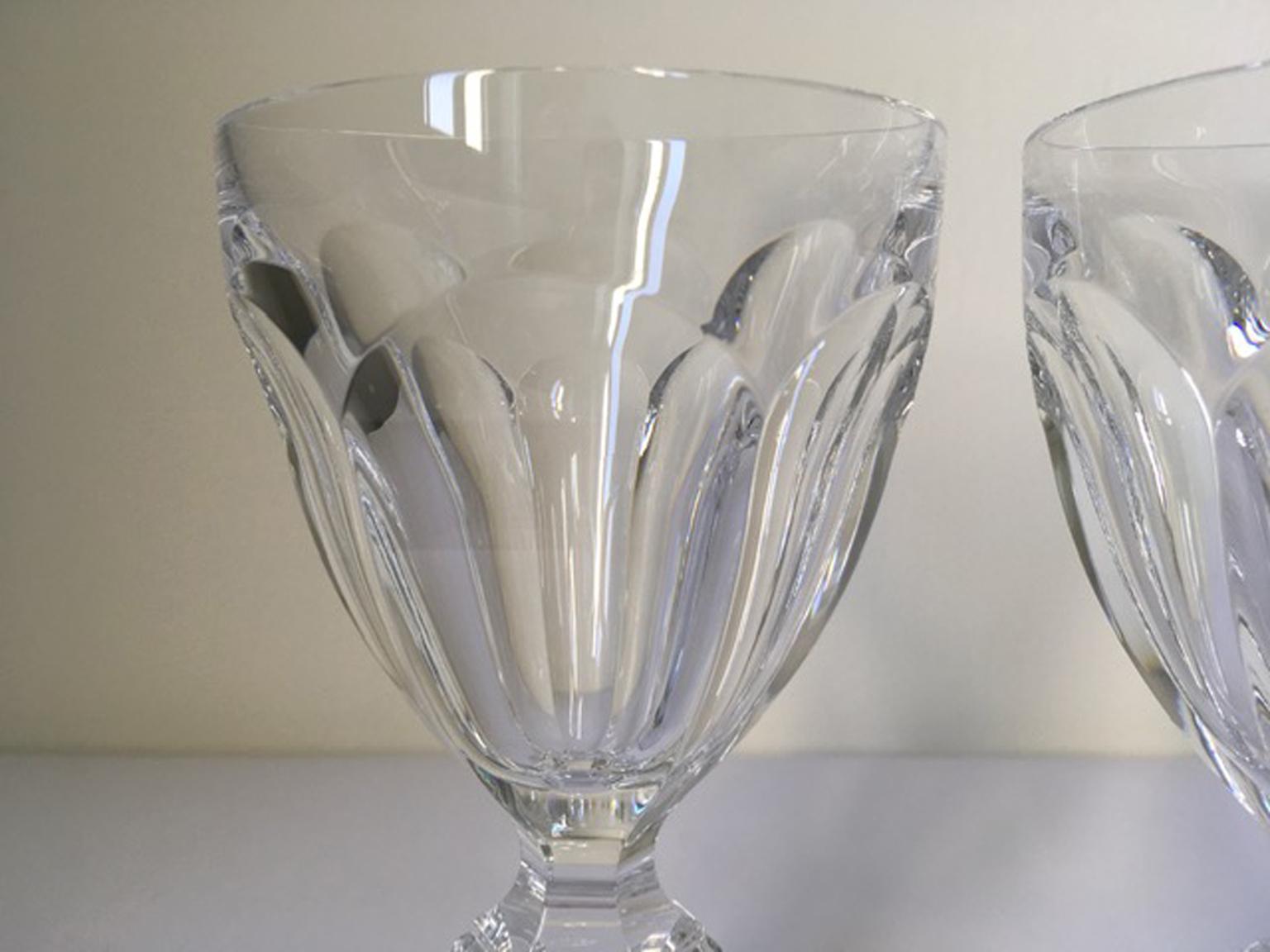 Baccarat Set 10 Clear Water Crystal Glasses For Sale 6
