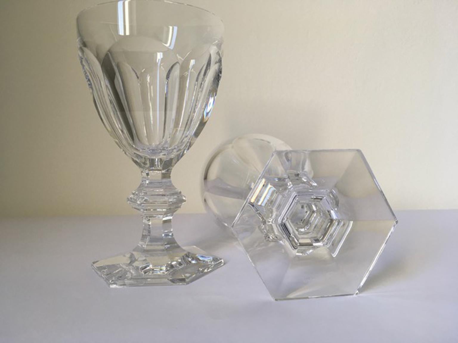 Baccarat Set 10 Clear Water Crystal Glasses For Sale 1