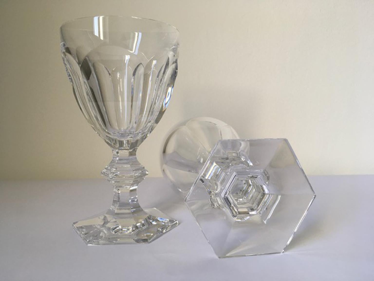 Baccarat Set 10 Clear Water Crystal Glasses For Sale 2