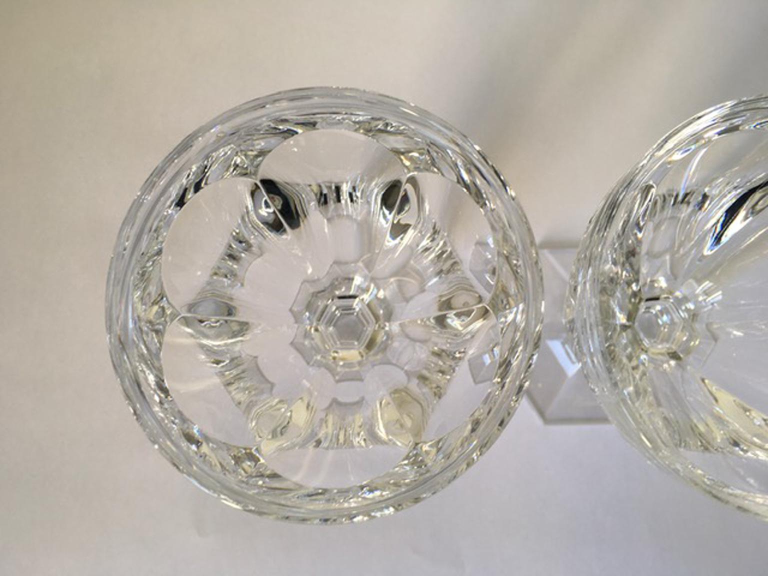 French Baccarat Set 16 Clear Wine Crystal Glasses