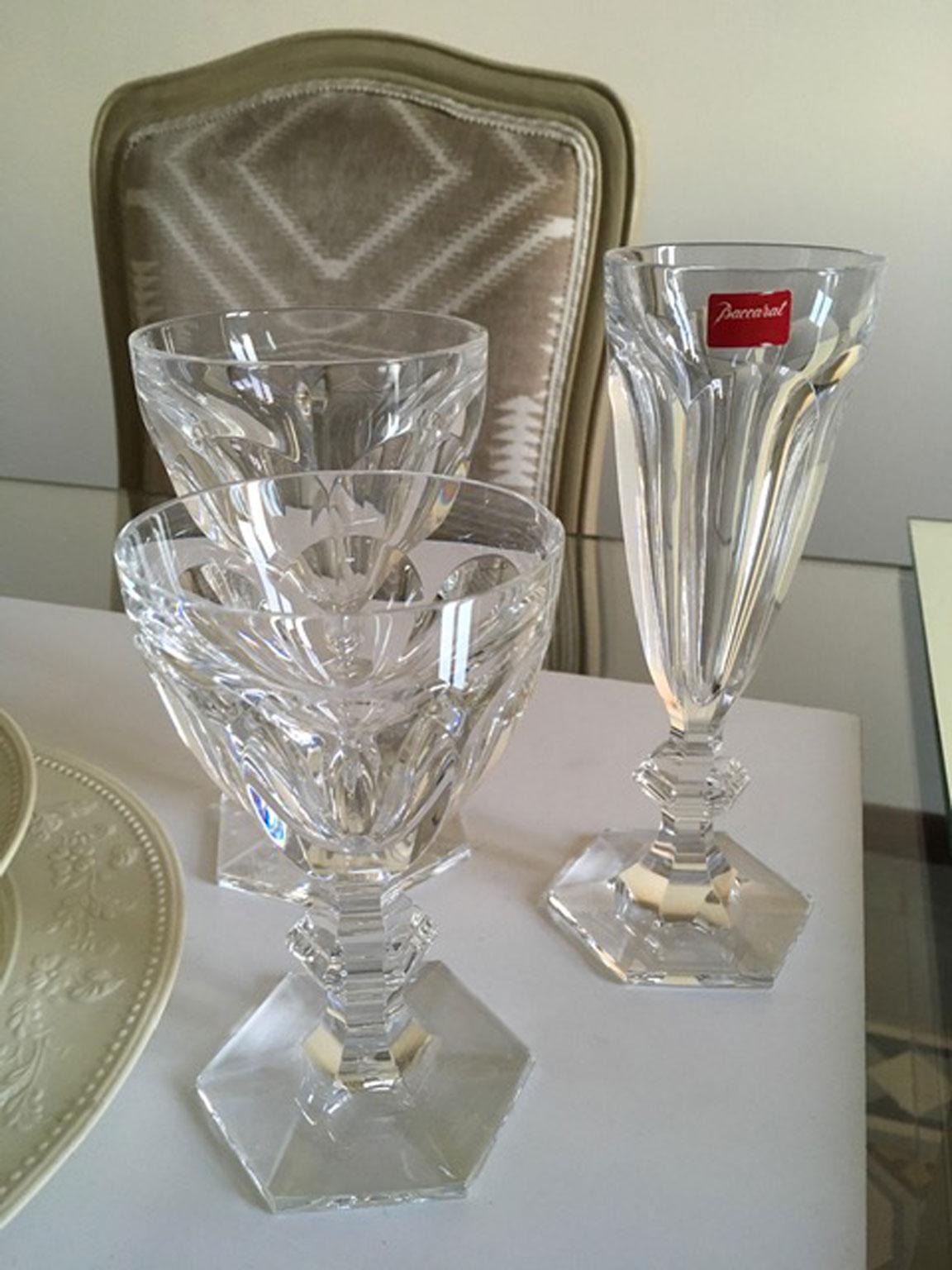 French Baccarat Set 2 Clear Crystal Harcourt  Champagne Glasses