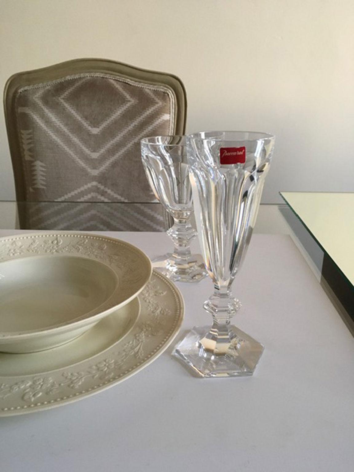 Baccarat Set 2 Clear Crystal Harcourt  Champagne Glasses In New Condition In Brescia, IT