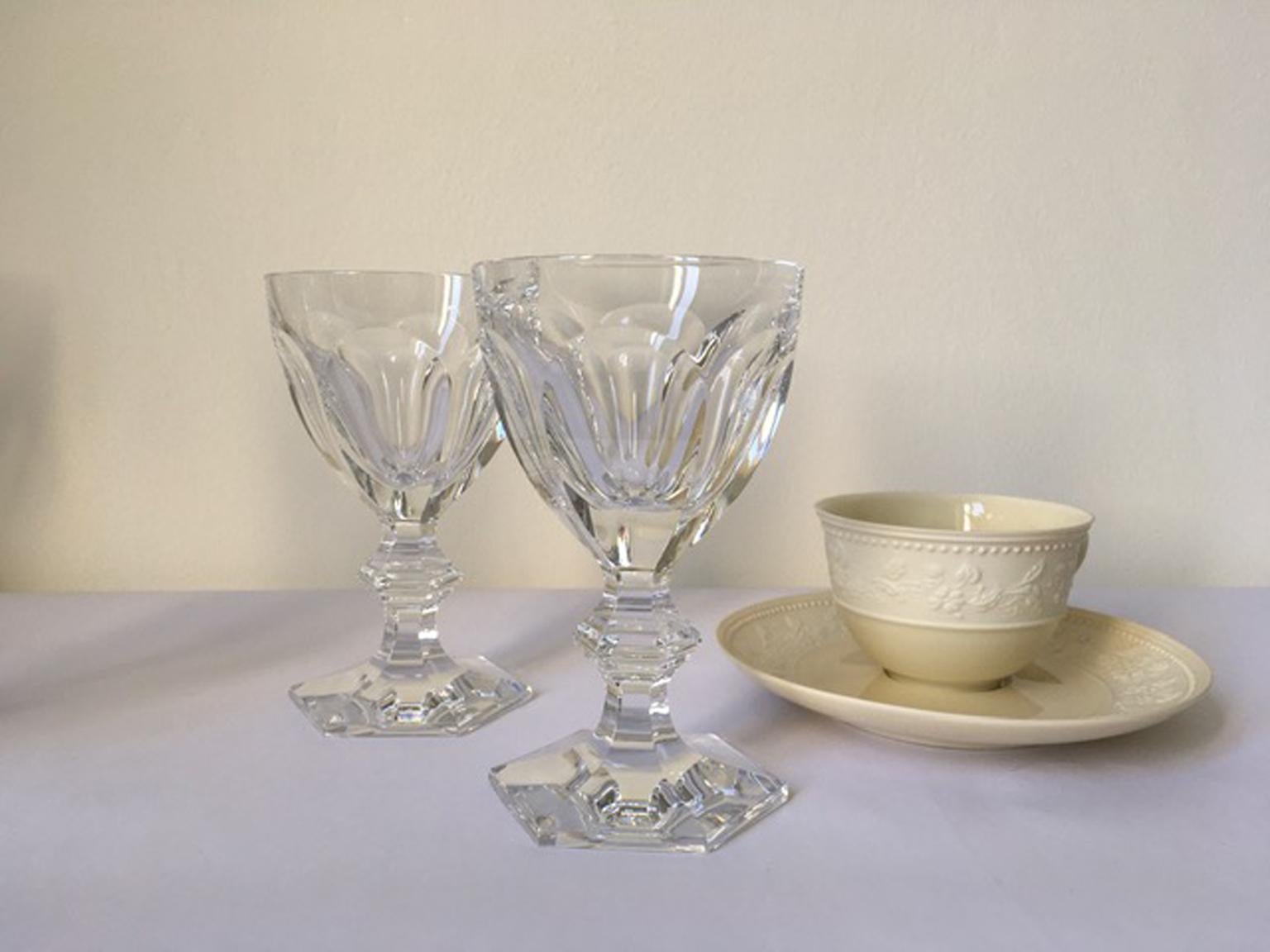Baccarat Set 2 Clear Crystal Water Glasses For Sale 14