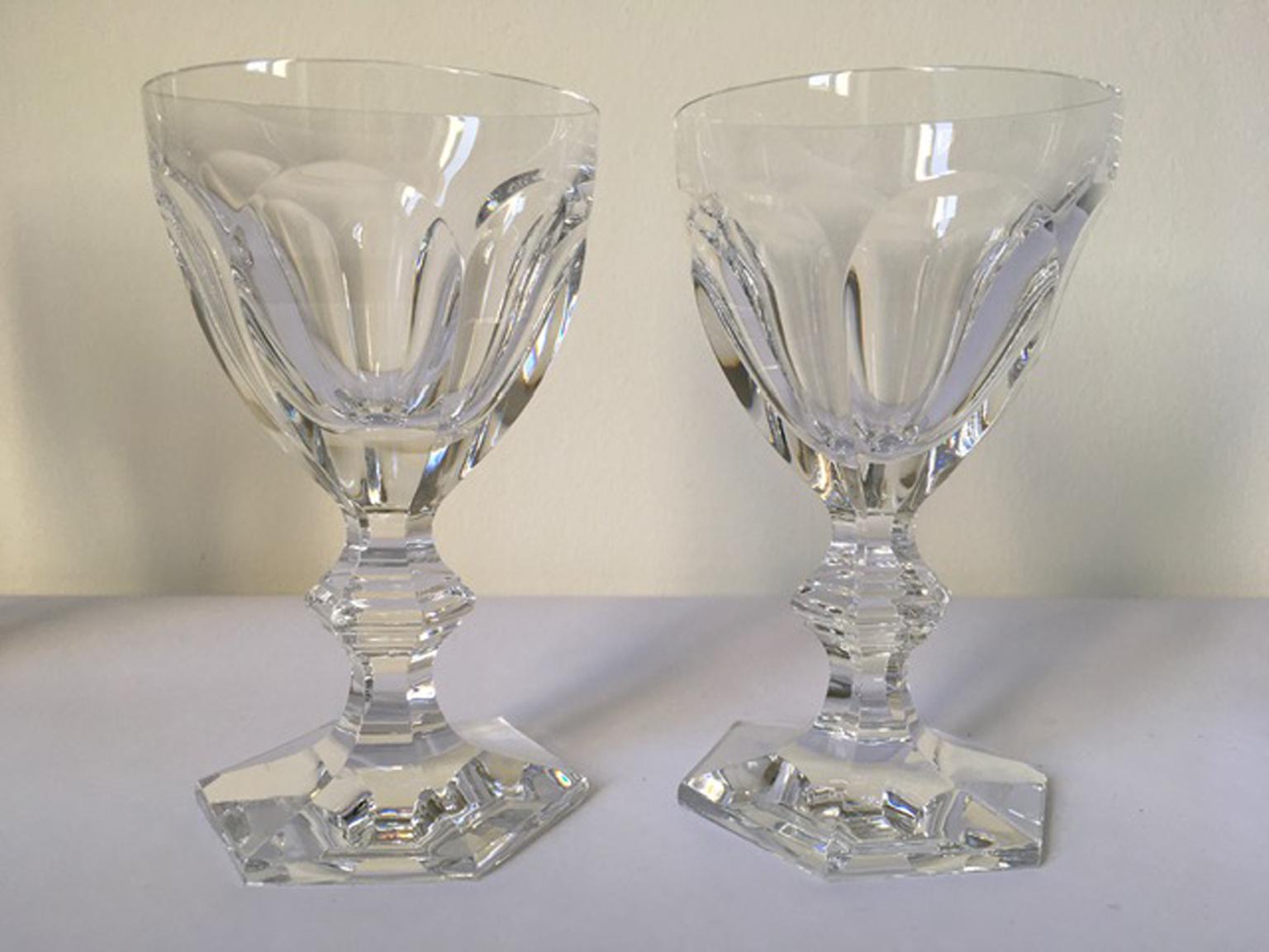 French Baccarat Set 2 Clear Crystal Water Glasses For Sale