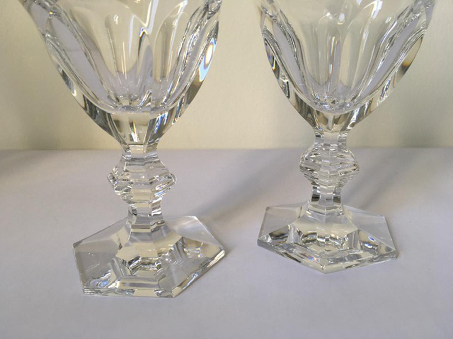 Baccarat Set 2 Clear Crystal Water Glasses For Sale 1