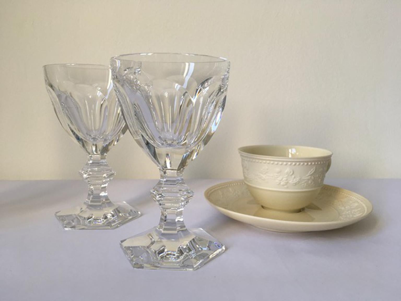 Baccarat Set 2 Clear Crystal Water Glasses For Sale 2