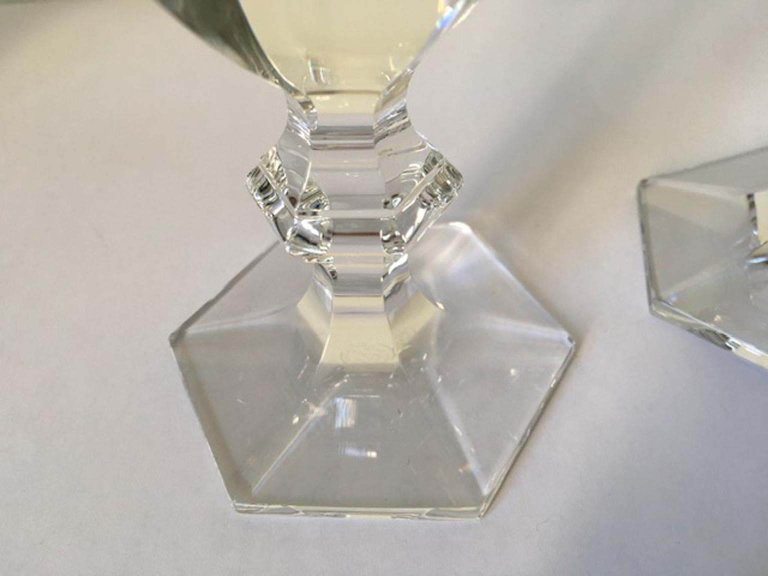 Baccarat Set 2 Clear Crystal Water Glasses For Sale 3