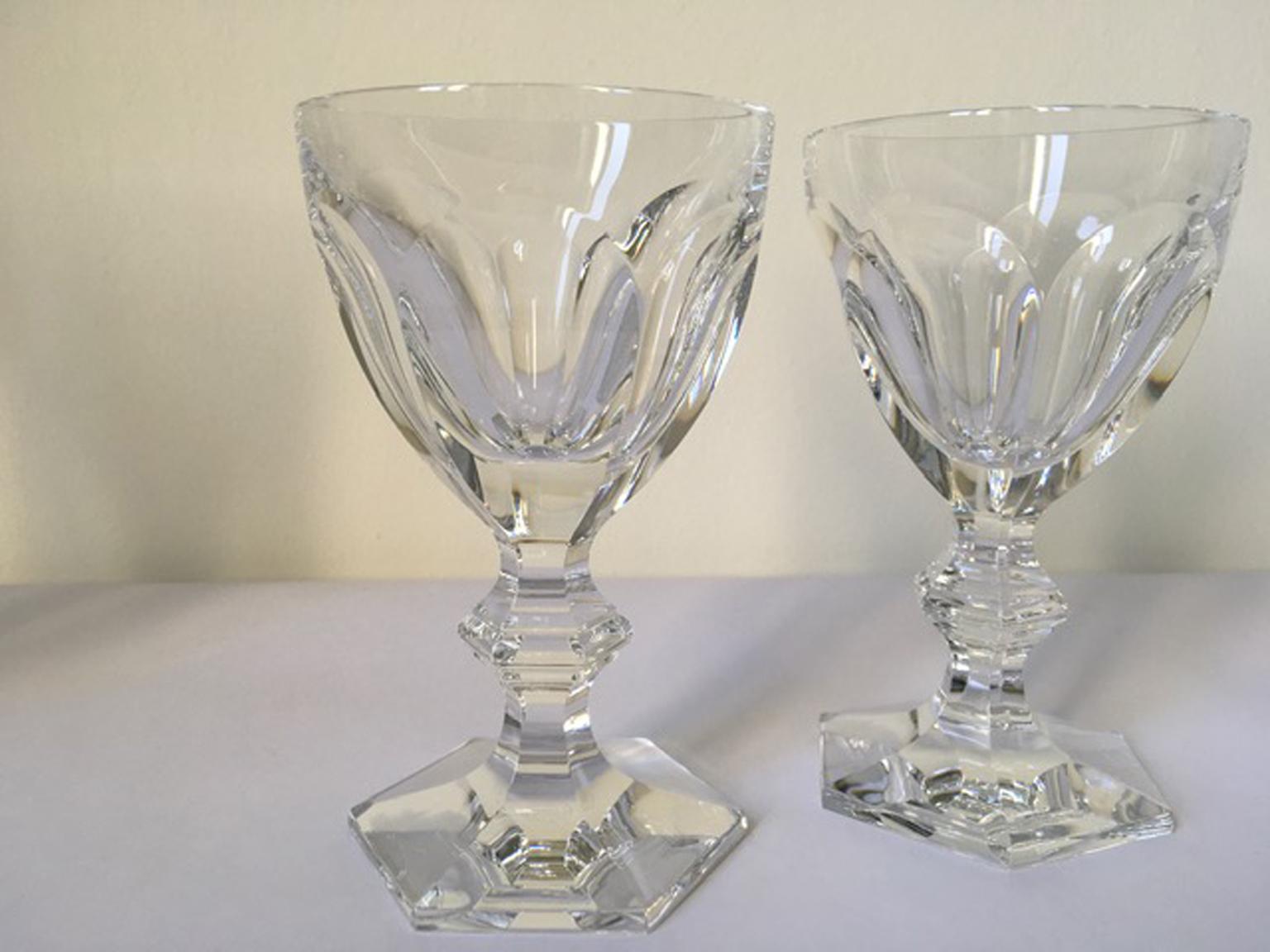 Baccarat Set 2 Clear Crystal Wine Glasses 3