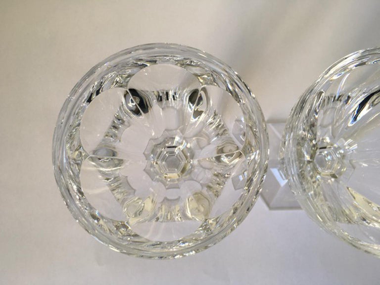 French Baccarat Set 6 Clear Water Crystal Glasses For Sale