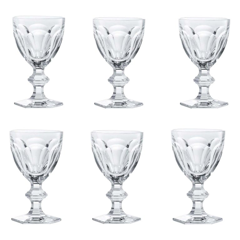 Baccarat Set 6 Clear Water Crystal Glasses For Sale