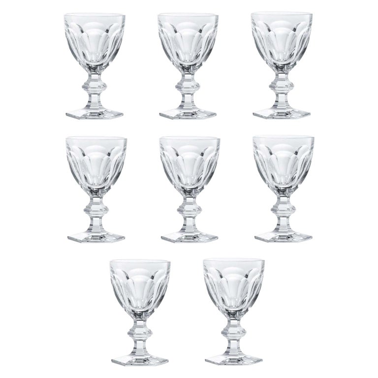 Baccarat Set 8 Clear Water Crystal Glasses For Sale