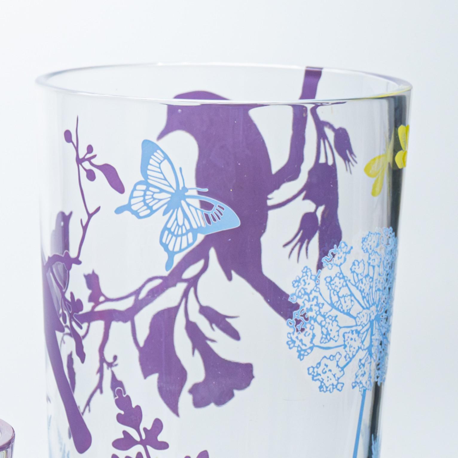 Other Baccarat, Set of 3 Crystal Vases, Printed Polychrome Decoration, France, 2006 For Sale