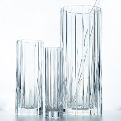 Baccarat, Set of 3 Vases, Cylindrical Crystal, 1975, France