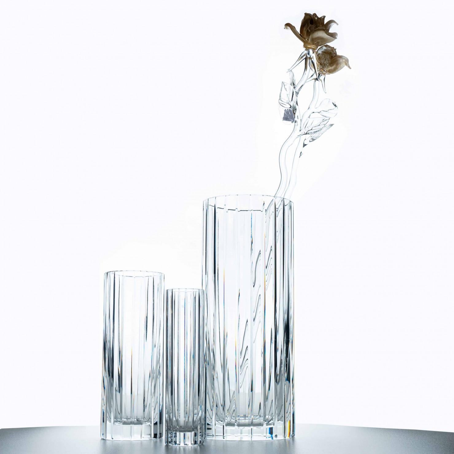 Français Baccarat, ensemble de 3 vases, cristal cylindrique, 1975, France en vente