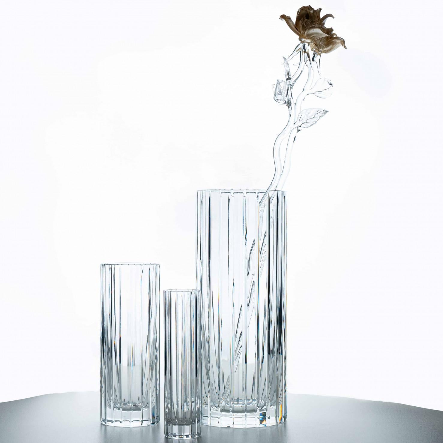Cristal Baccarat, ensemble de 3 vases, cristal cylindrique, 1975, France en vente