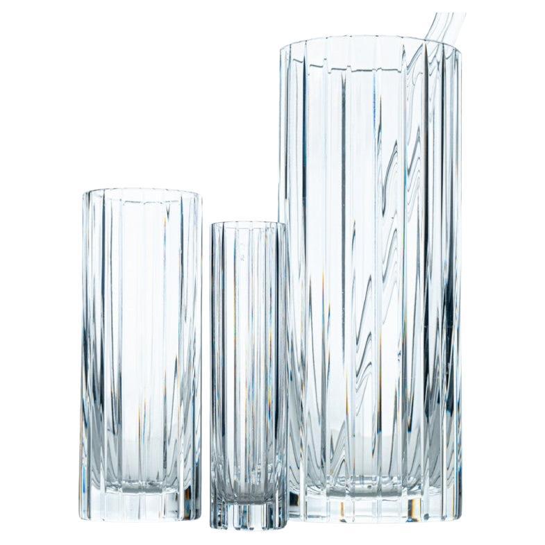 Baccarat, ensemble de 3 vases, cristal cylindrique, 1975, France en vente