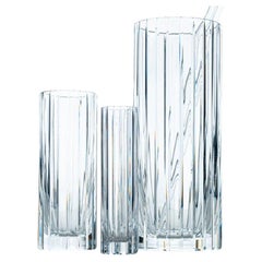 Baccarat, Set of 3 Vases, Cylindrical Crystal, 1975, France