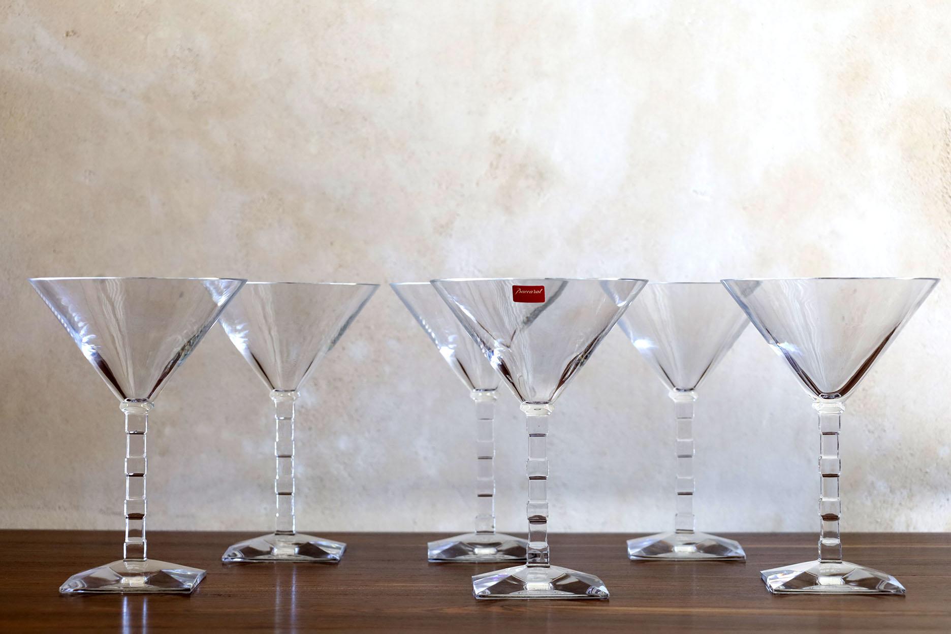 Art Deco Baccarat Set of 6 Cube Martini Glasses