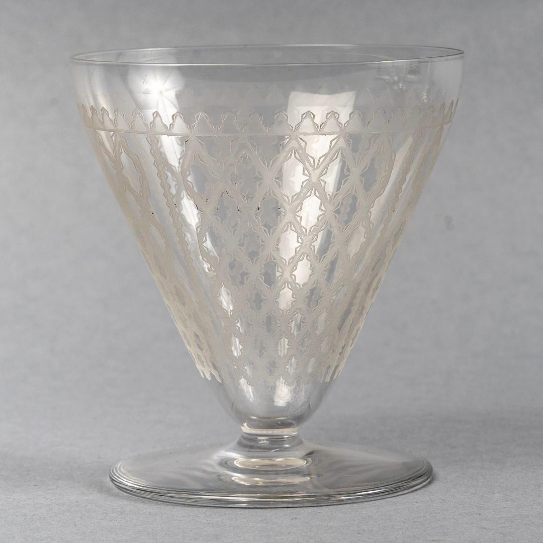 Molded Baccarat, Set Of Alhambra Engraved Clear Crystal Glasses, 42 Pieces