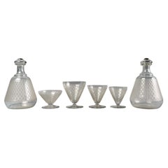 Baccarat, Set Of Alhambra Engraved Clear Crystal Glasses, 42 Pieces