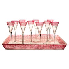 Baccarat, Set of Eleven Overlay Crystal Items, Bright Crimson, France 1920