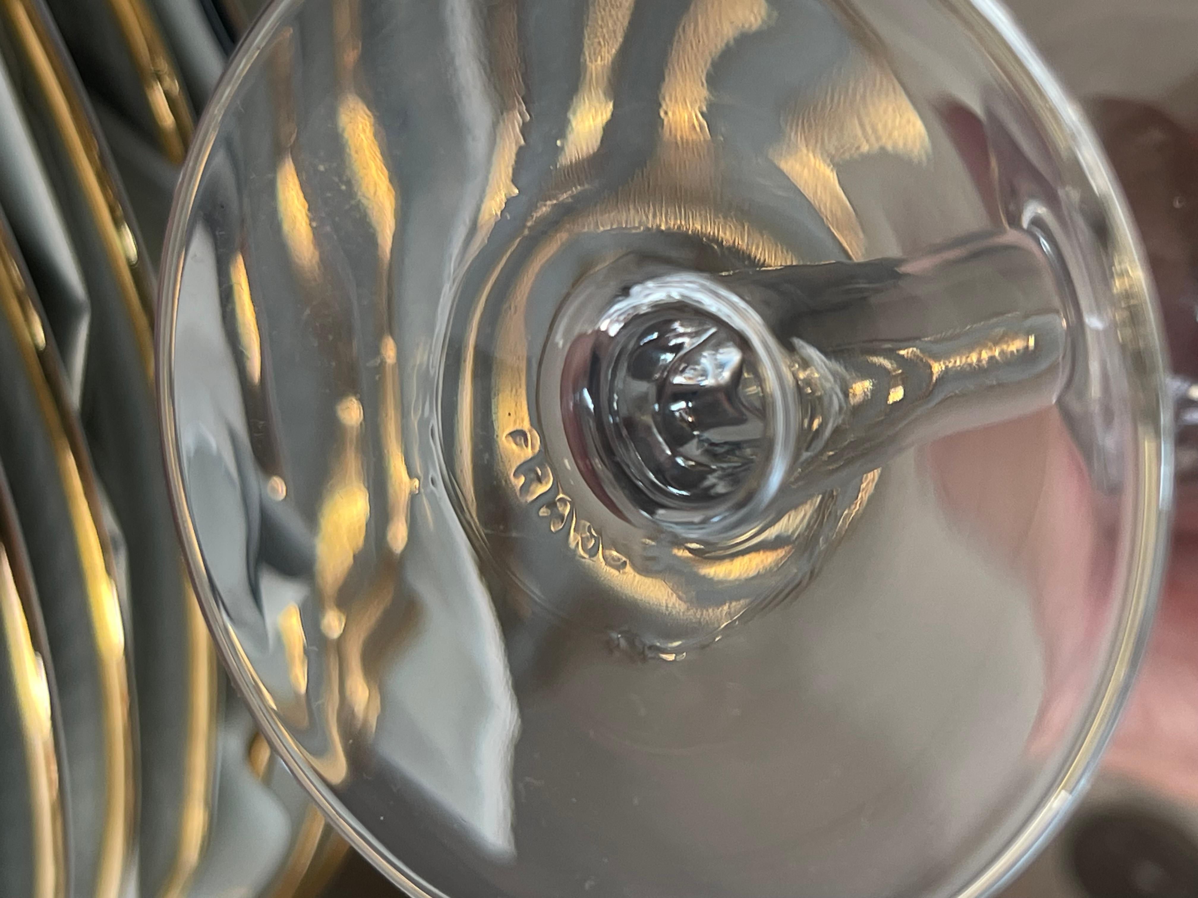 Baccarat Set of Five French Signed Crystal Champagne Flutes In Good Condition For Sale In Roma, IT