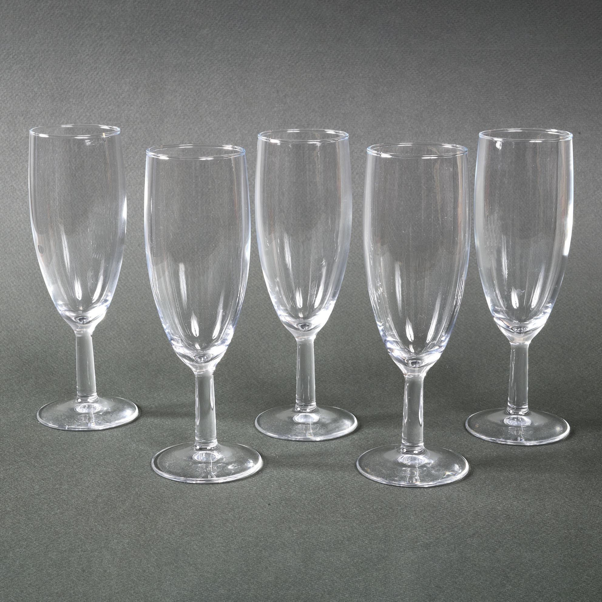 Baccarat Set of Five French Signed Crystal Champagne Flutes For Sale 2