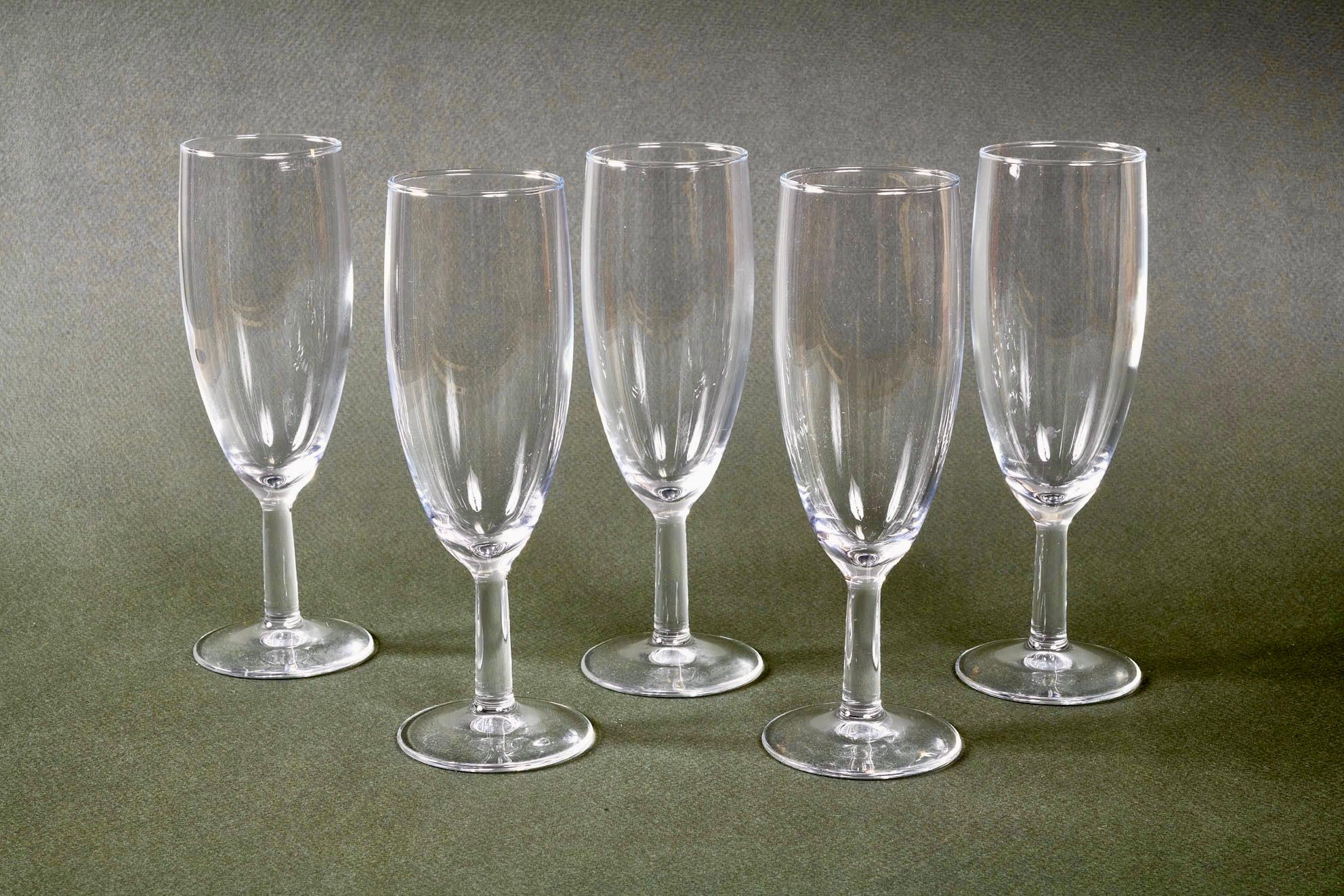 Baccarat Set of Five French Signed Crystal Champagne Flutes For Sale 3