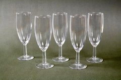 Baccarat Set of Five French Signed Crystal Champagne Flutes