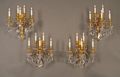 Baccarat, Set of four « Quiver » Gilt bronze &Crystal Wall-lights, France, c1890