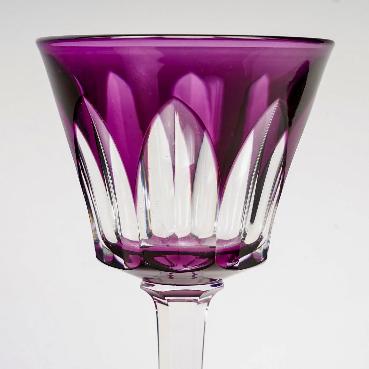 Molded Baccarat - Set of Glasses Caracas Colored Crystal For Sale