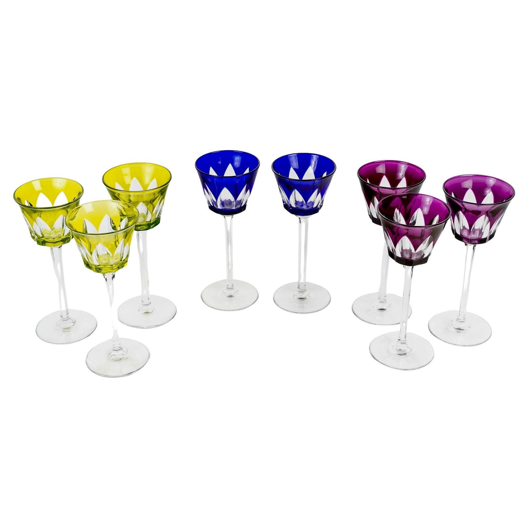 Baccarat - Set of Glasses Caracas Colored Crystal For Sale
