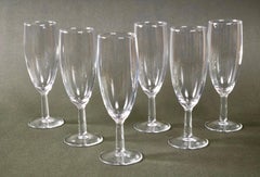 Baccarat Set of Six French Signed Crystal Champagne Flutes