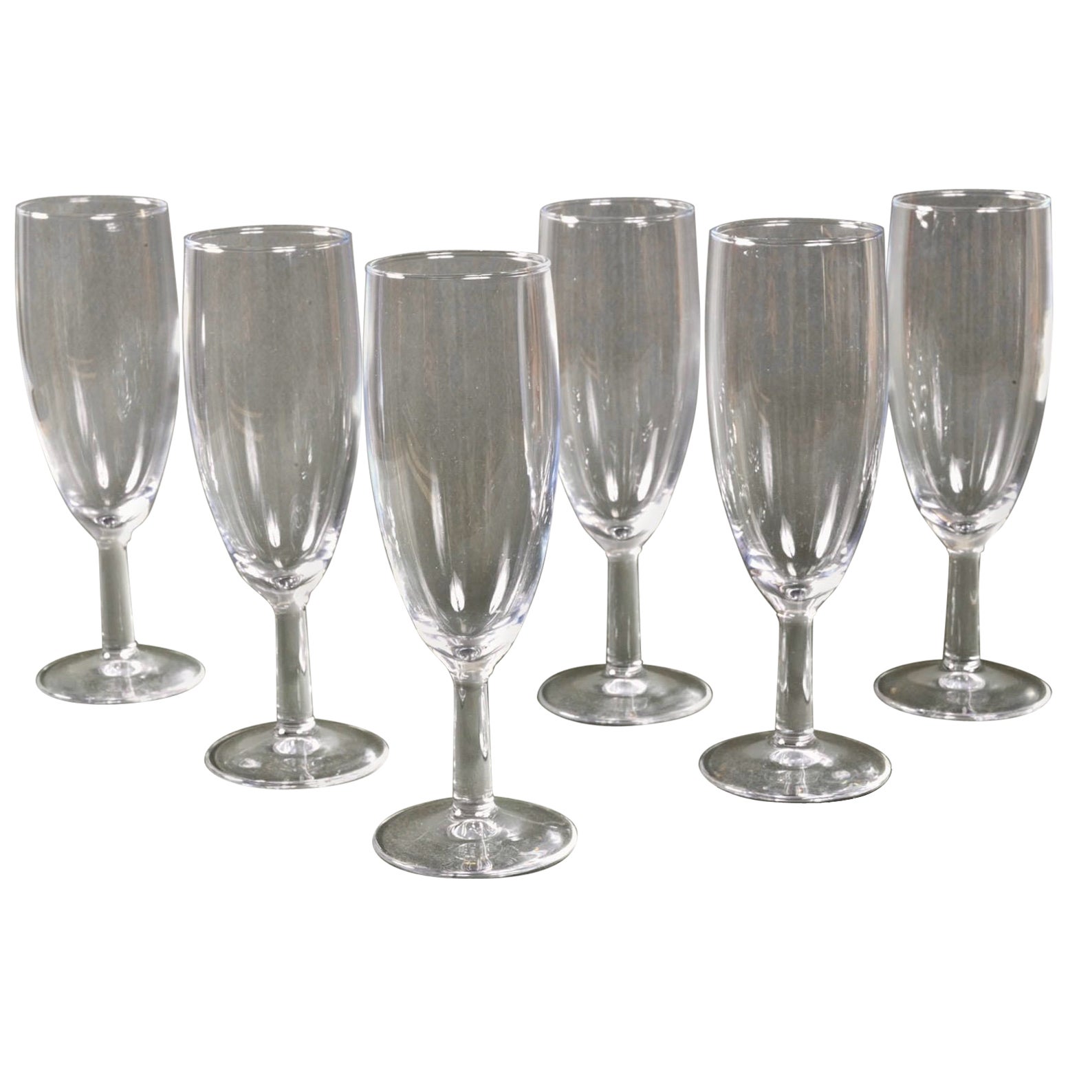 Baccarat Set of Six French Signed Crystal Champagne Flutes