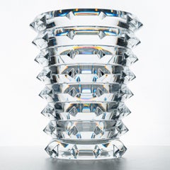 Baccarat Set of Structured Exquise Clear Crystal Vases, France, 1990