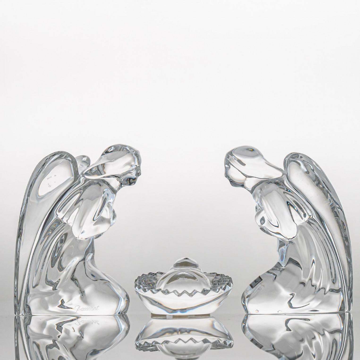 Mid-Century Modern Baccarat Signed Crystal Christmas Story Set, France For Sale