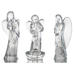 Baccarat Signed Crystal Christmas Story Set of Three Angels, France