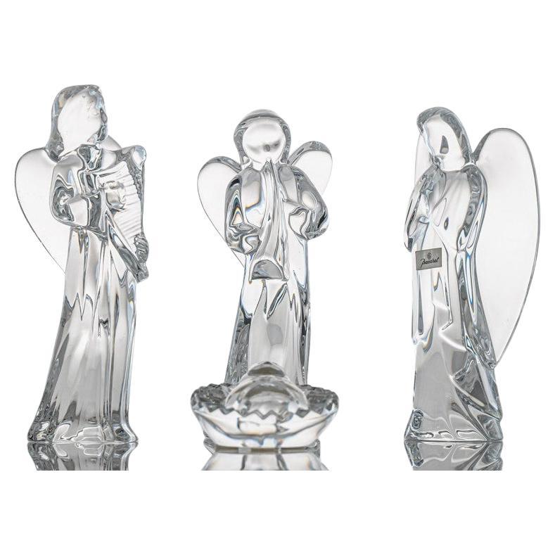 Baccarat Signed Crystal Christmas Story Set of Three Angels, France