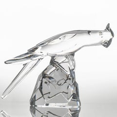 Baccarat Signed Crystal Cockatoo Okimono Sculpture, France