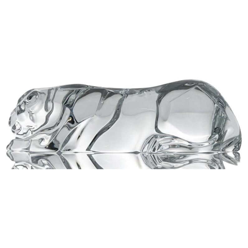 Baccarat Signed Crystal Glass Panther Sculpture, France