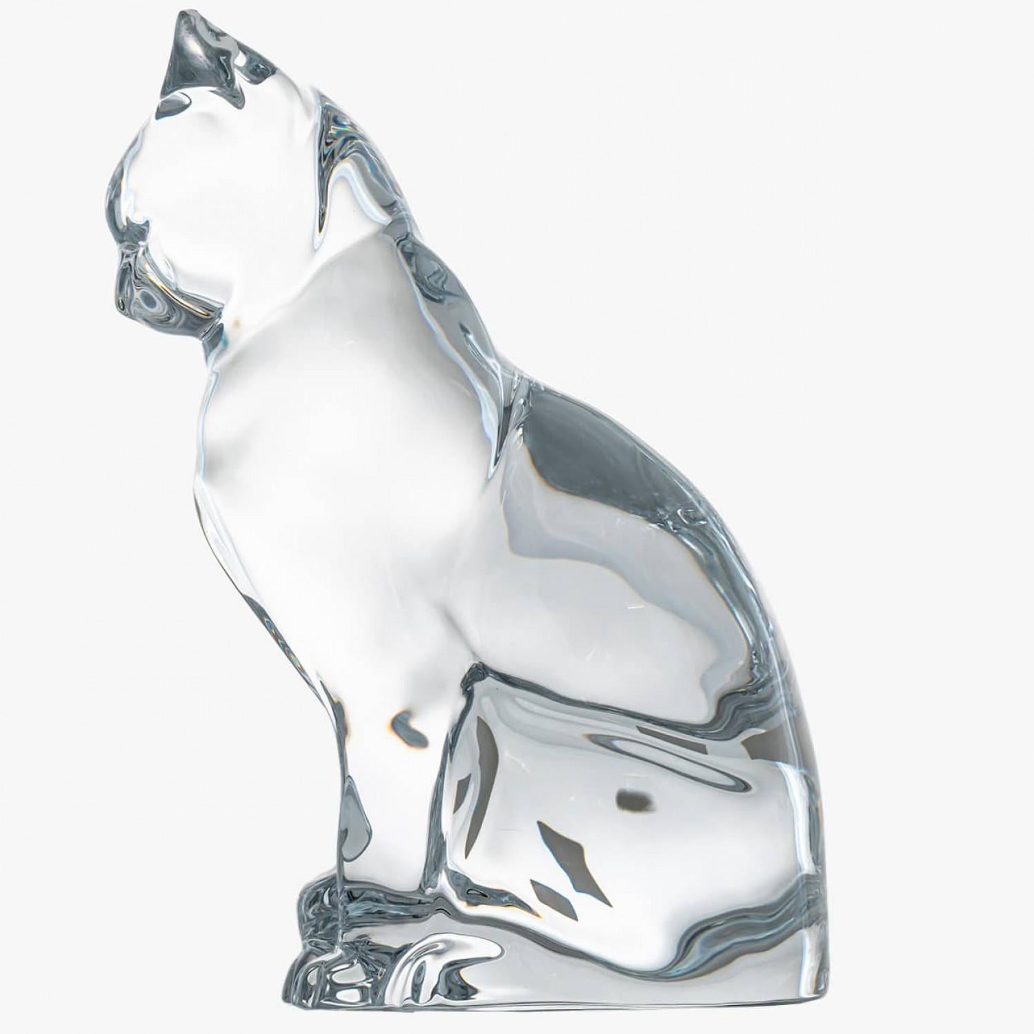 Sculpture de chat assis en cristal signée Baccarat, France en vente 2